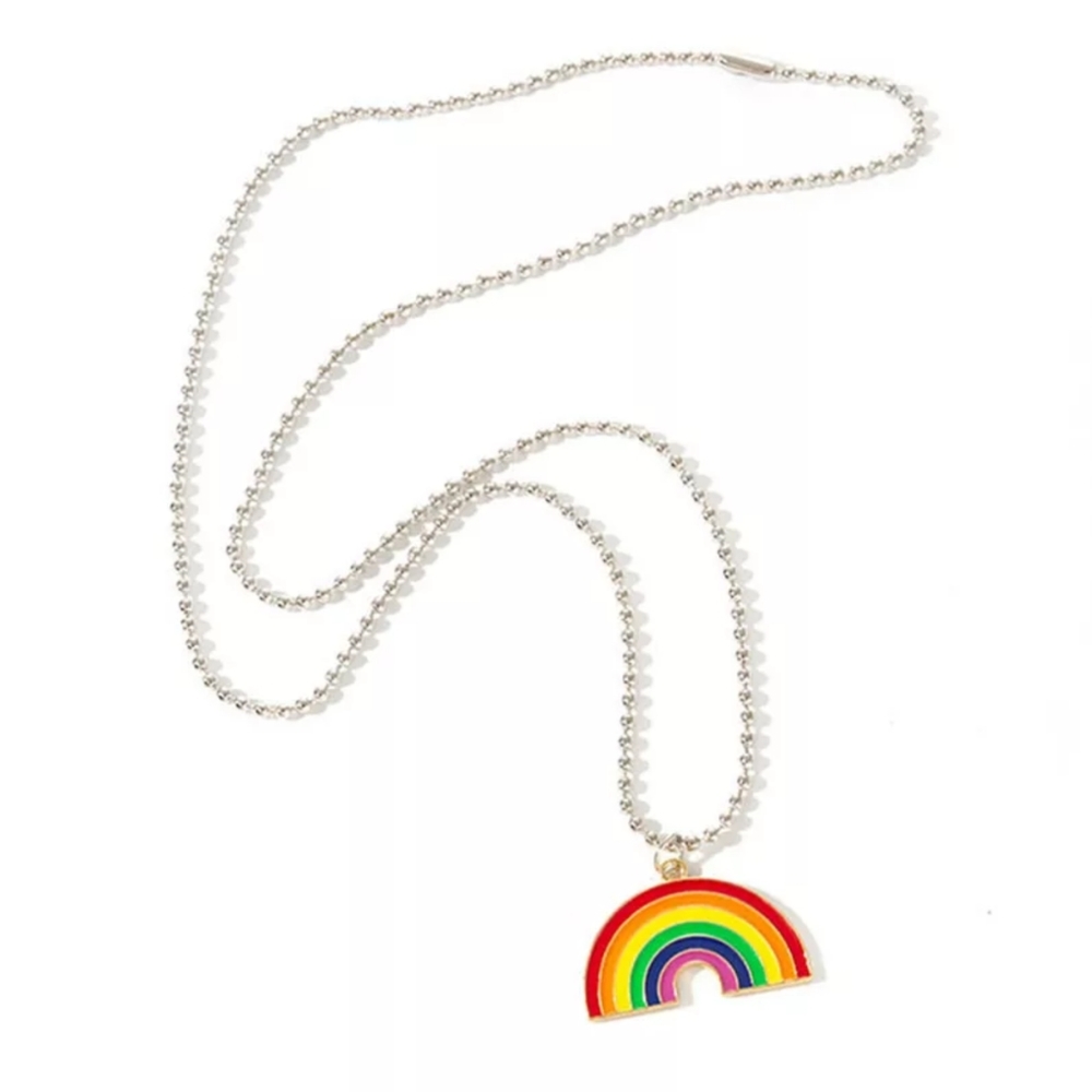70s Style Pride Rainbow Pendant Chain Necklace - Picture 2 of 4